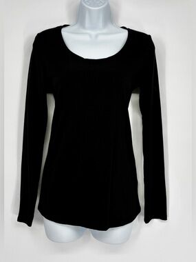 Heart & Hips Black Long Sleeve Scoop Neck Top Size M